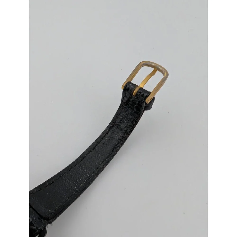 Vintage Tali Watch Women 25mm Case‎ Black Leather Band- New Battery